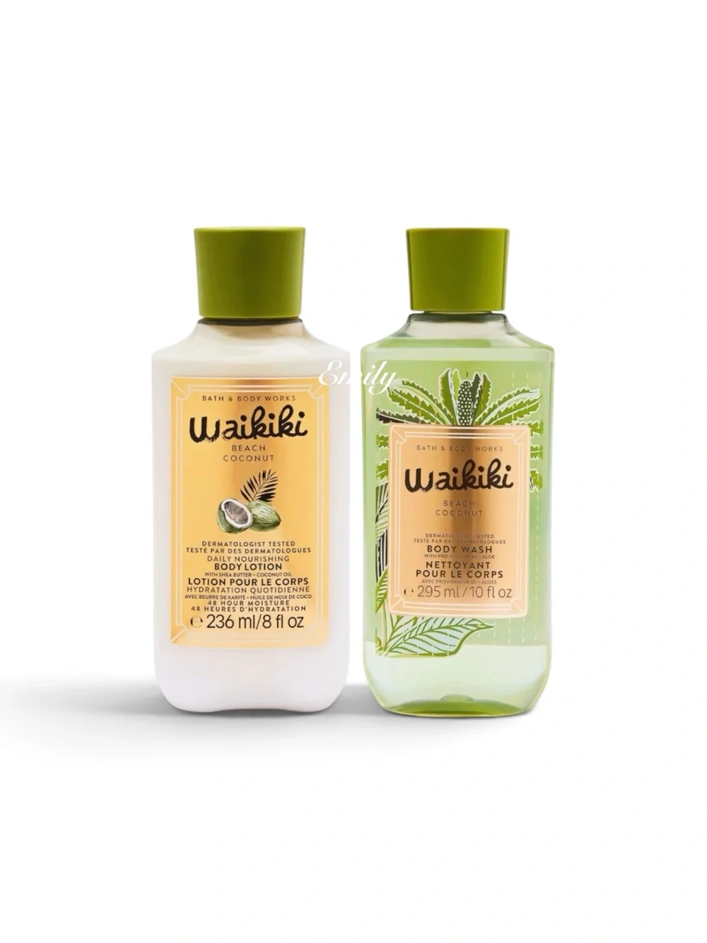 Bath & Body Works WAIKIKI BEACH COCONUT Full Size Lotion & Body Wash Set